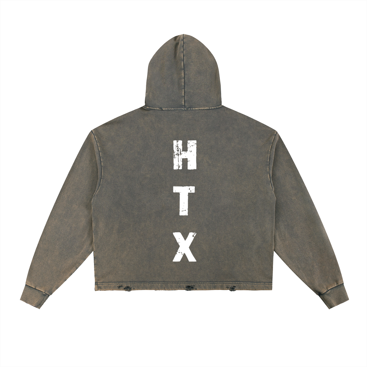 Vintage Washed Frayed-Hem Hoodie