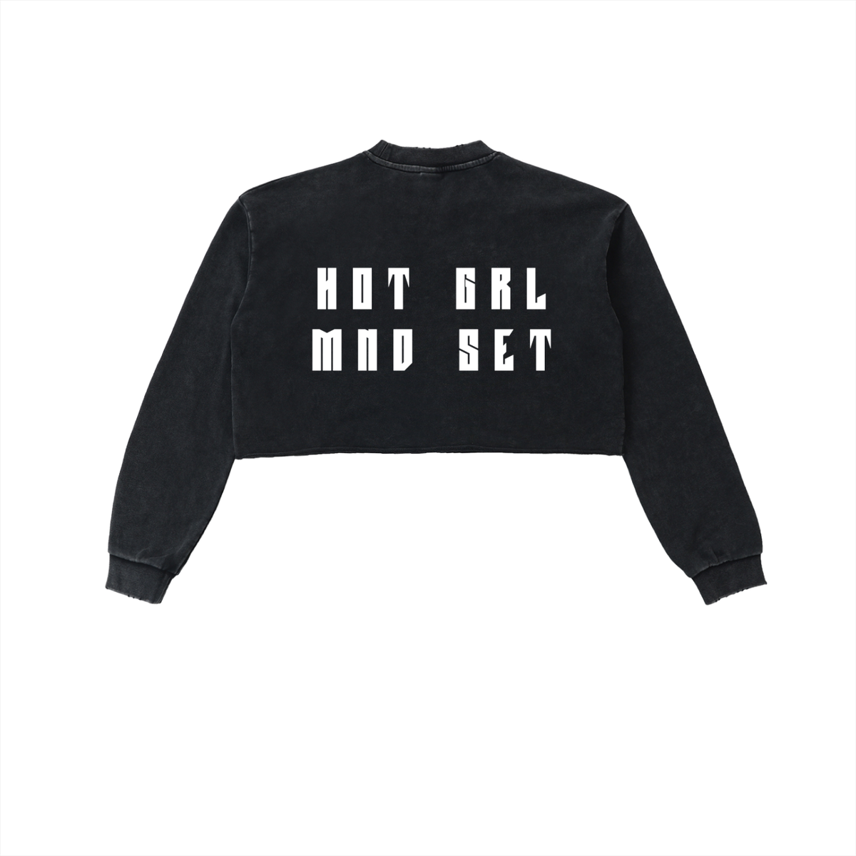 Snow Washed Raw Edge Cropped Sweatshirt