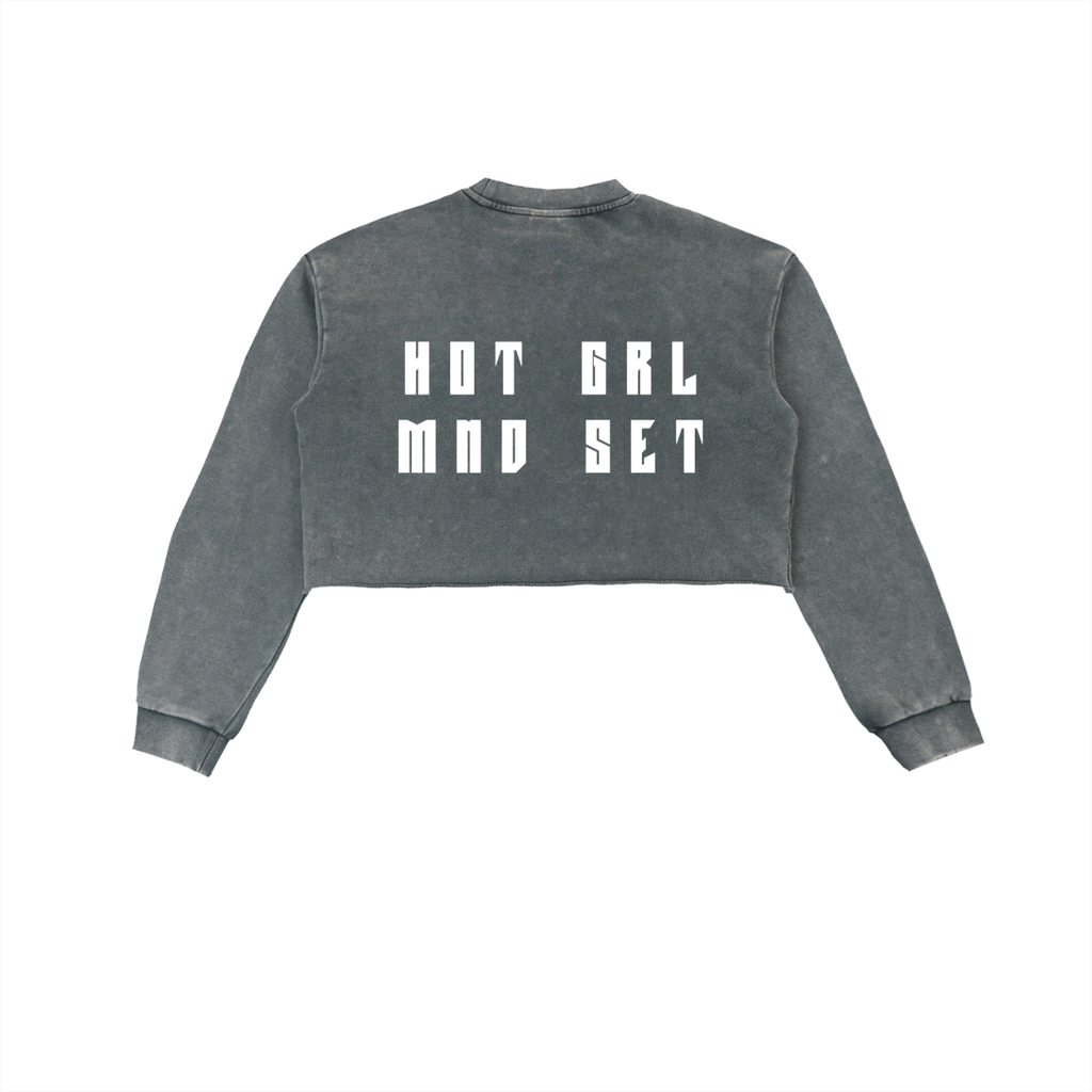 Snow Washed Raw Edge Cropped Sweatshirt