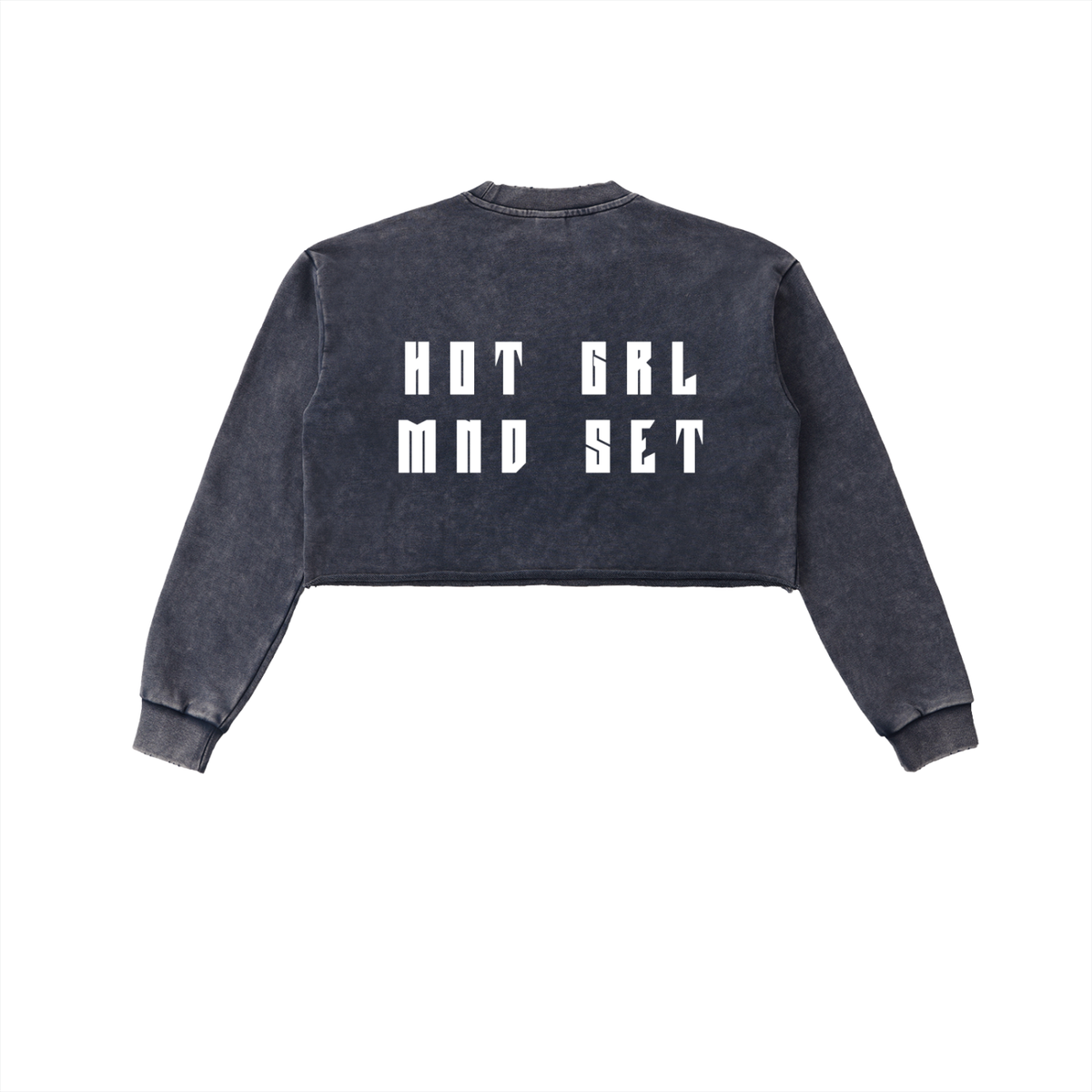 Snow Washed Raw Edge Cropped Sweatshirt