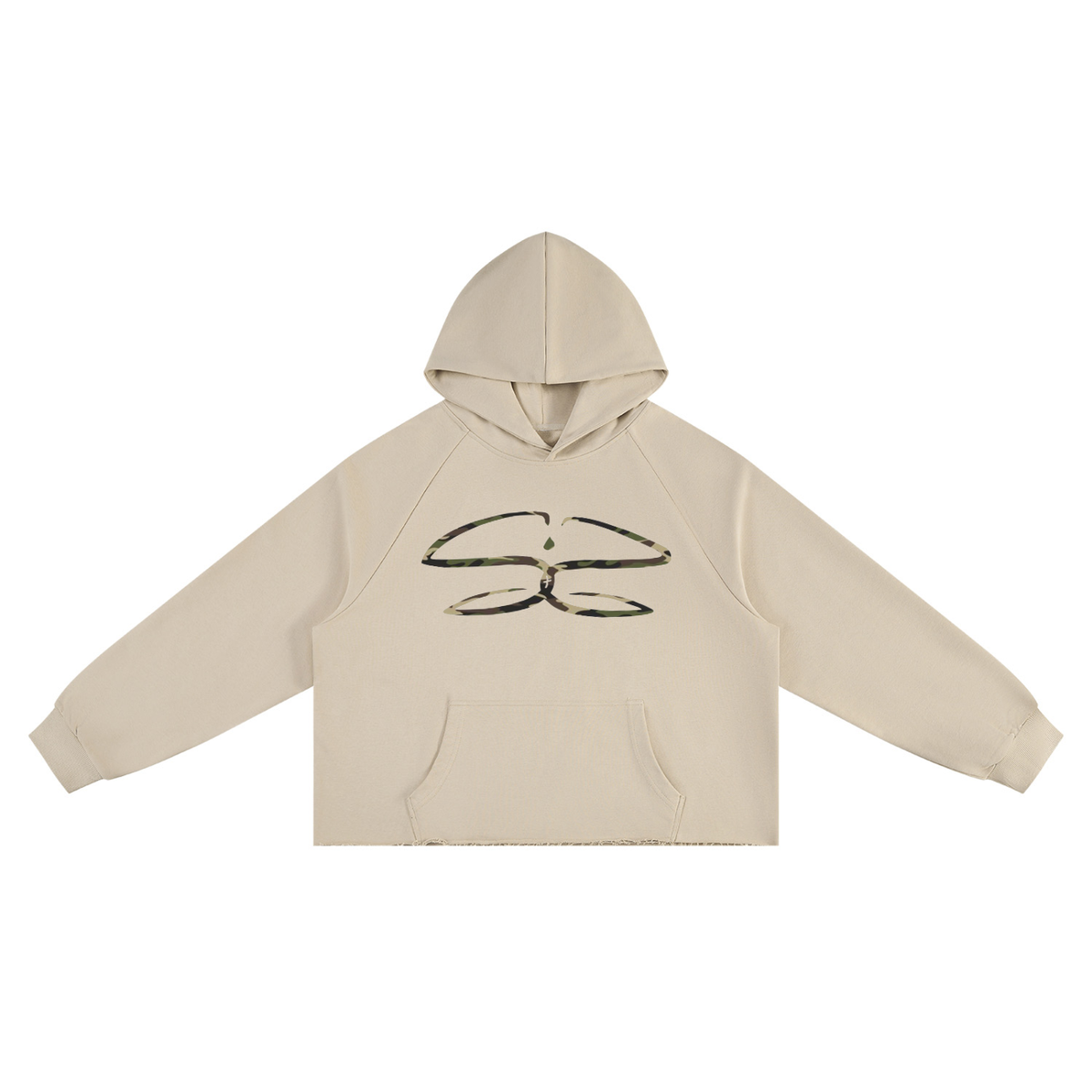 Unisex Vintage Wash Raw Edge Boxy Hoodie