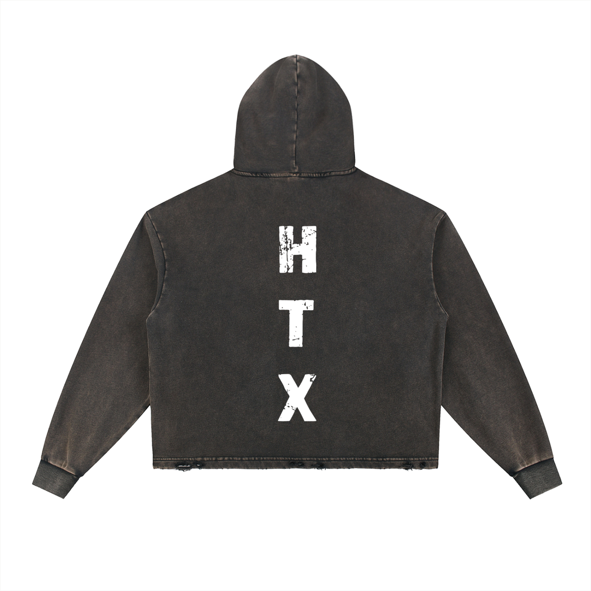 Vintage Washed Frayed-Hem Hoodie